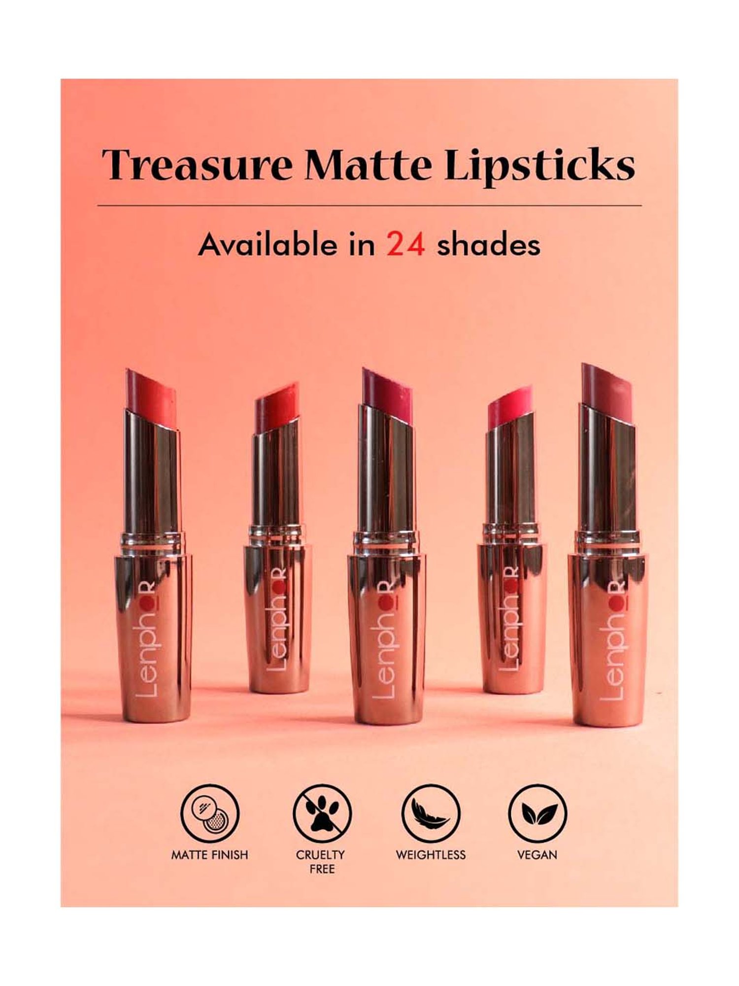 Lenphor Treasure Matte Lipstick Heather Nude 022 - 3 gm