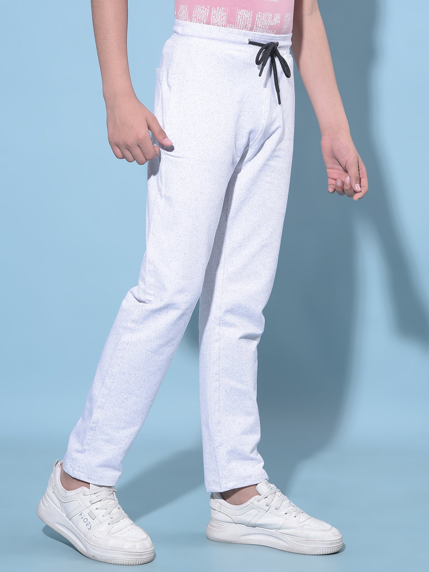 Crimsoune Club Boys White Textured Trackpants