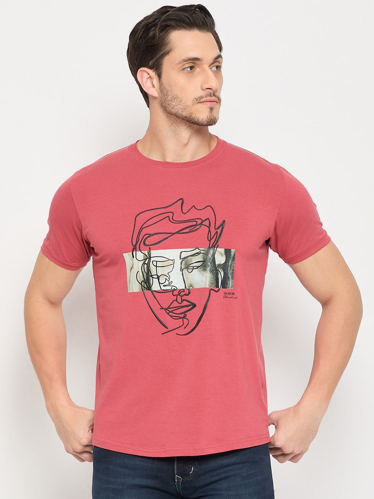 Duke Red Slim Fit Printed T-Shirt