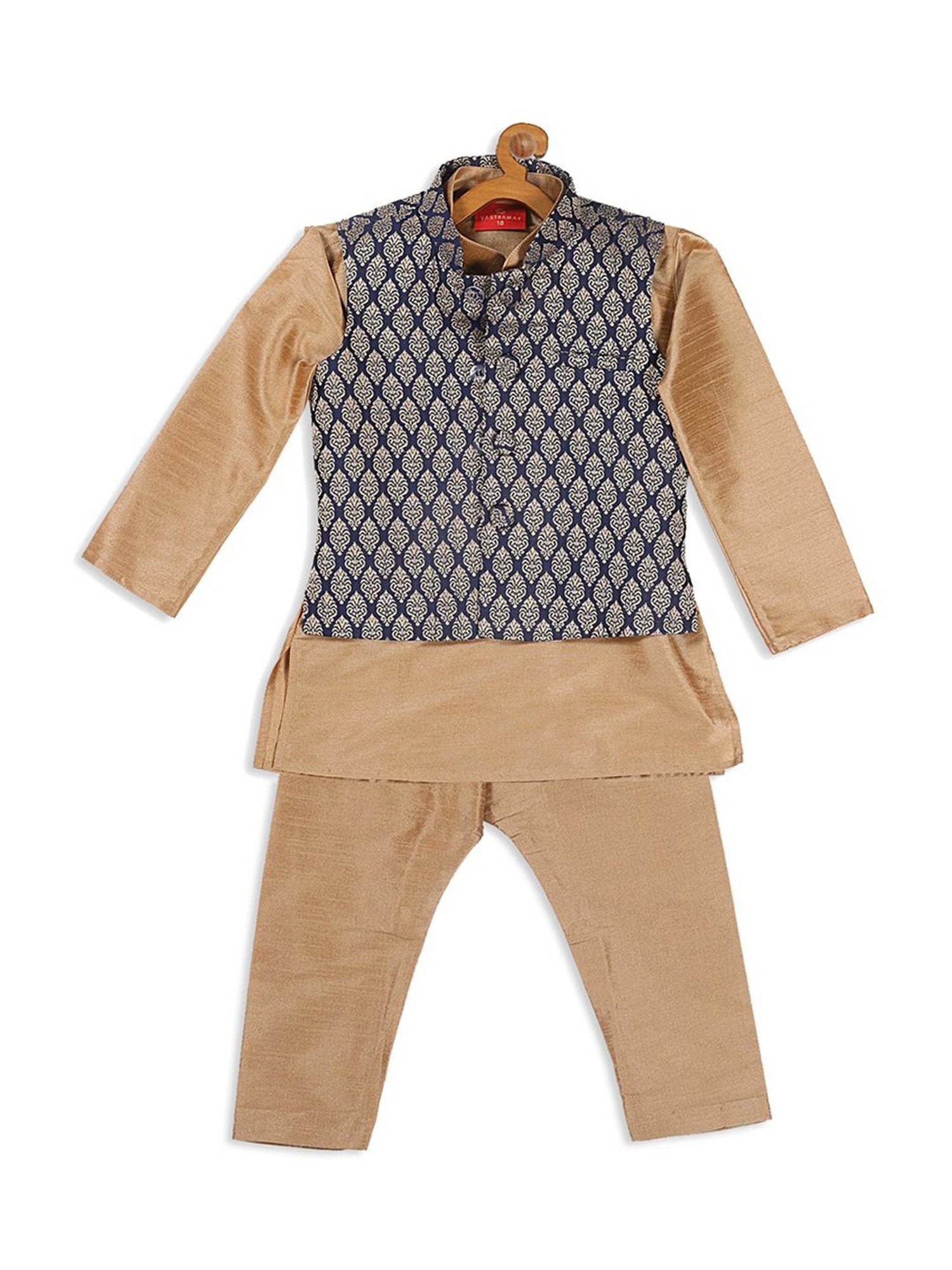 VASTRAMAY SISHU Golden & Black Straight Fit Kurta Set