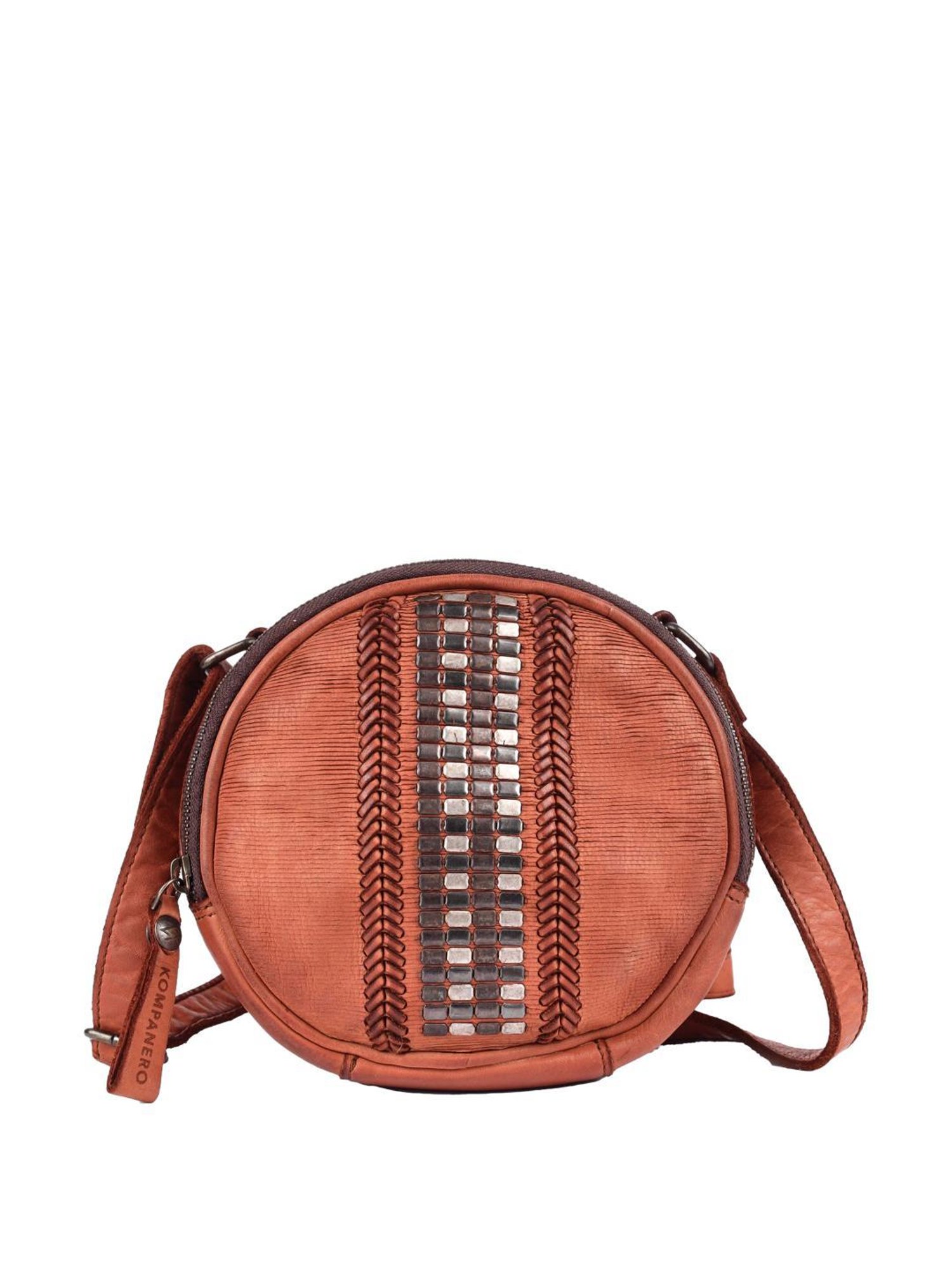 KOMPANERO Estelle Cognac Embellished Medium Sling Handbag