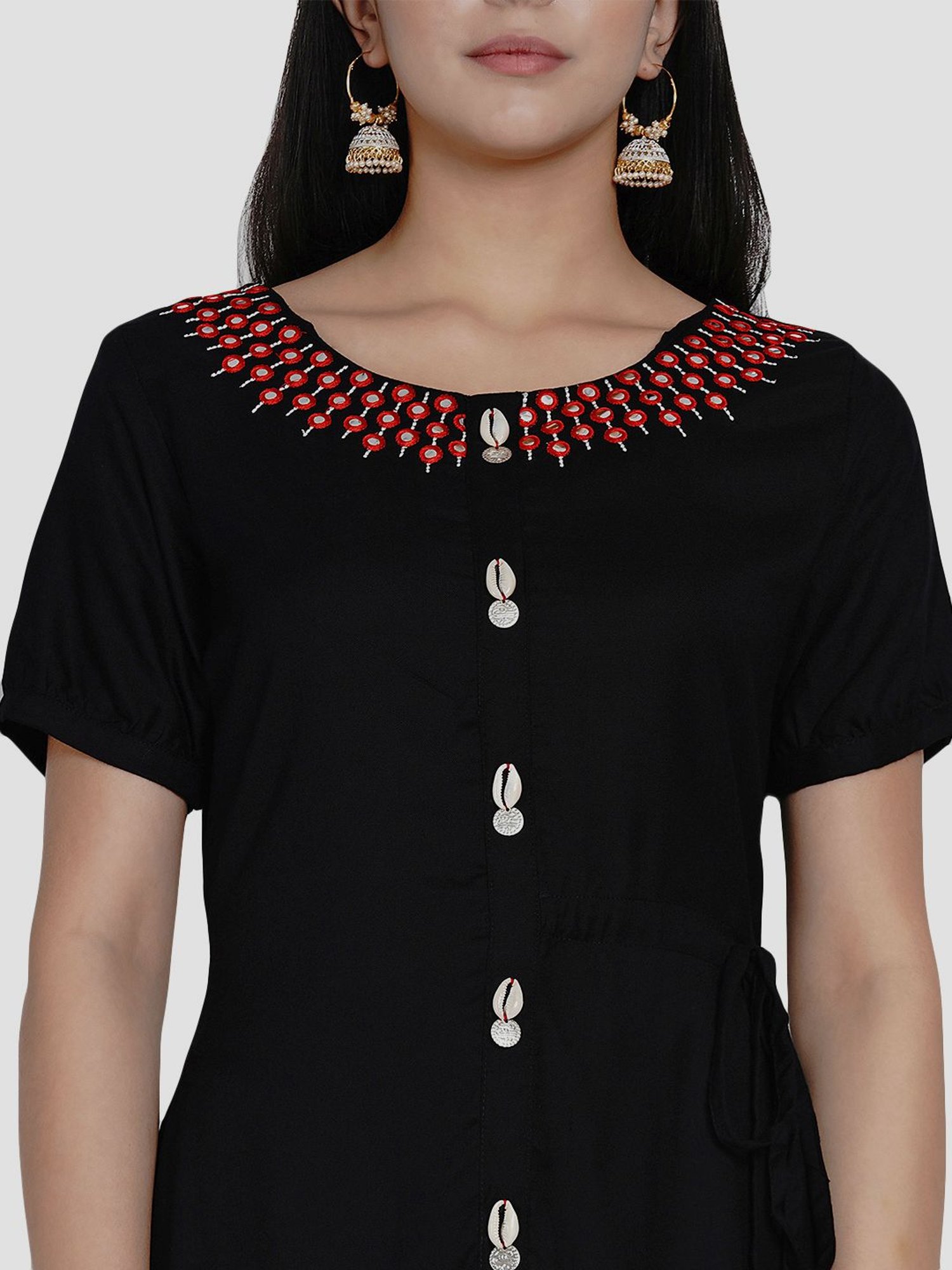 Women Republic Black Embroidered A Line Kurta