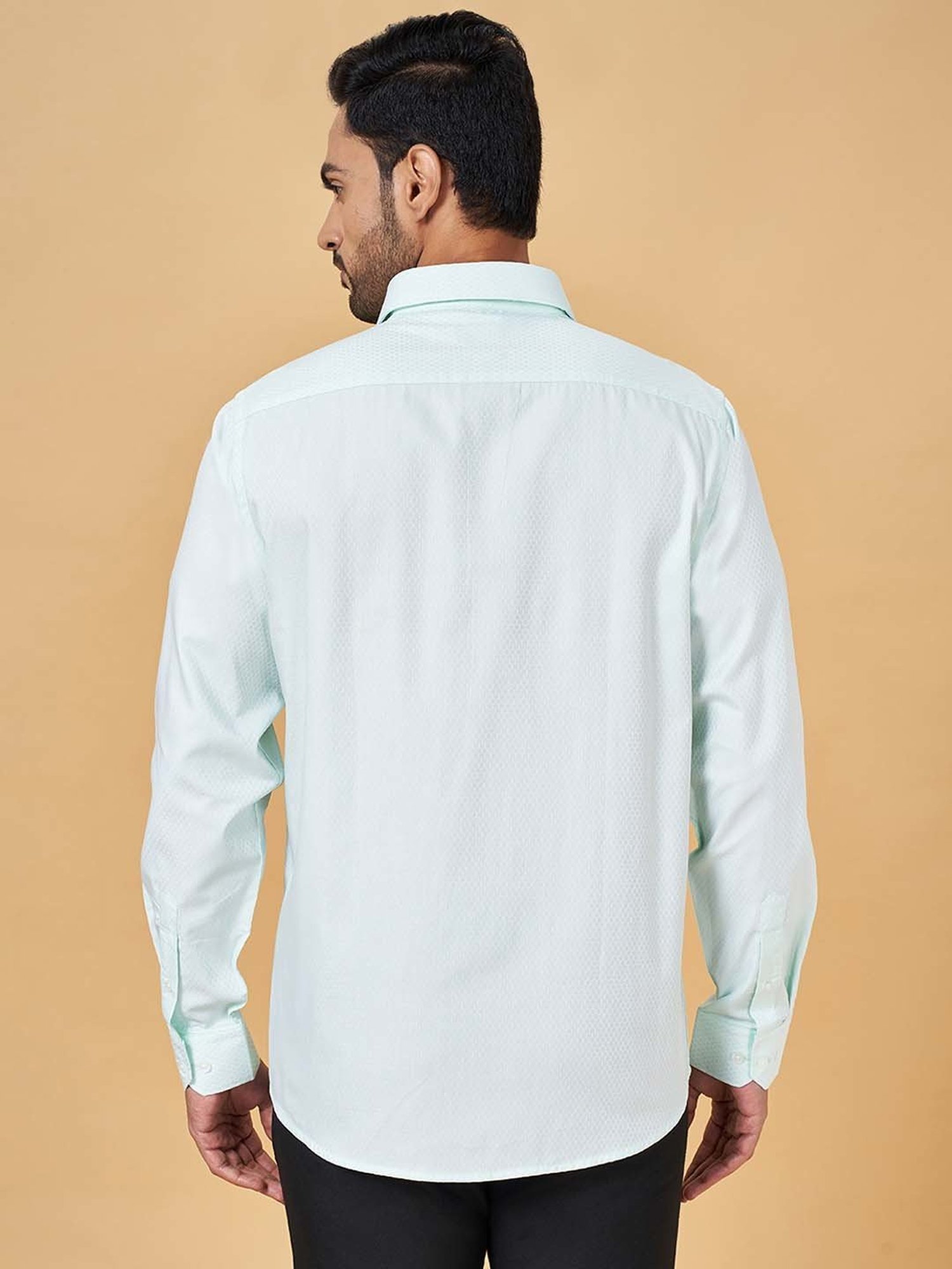 Peregrine by Pantaloons Mint Green Regular Fit Self Design Shirt