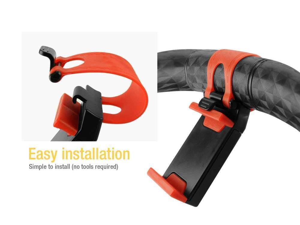 Car Steering Wheel Universal Phone Holder for Phones up 3.4" Wide