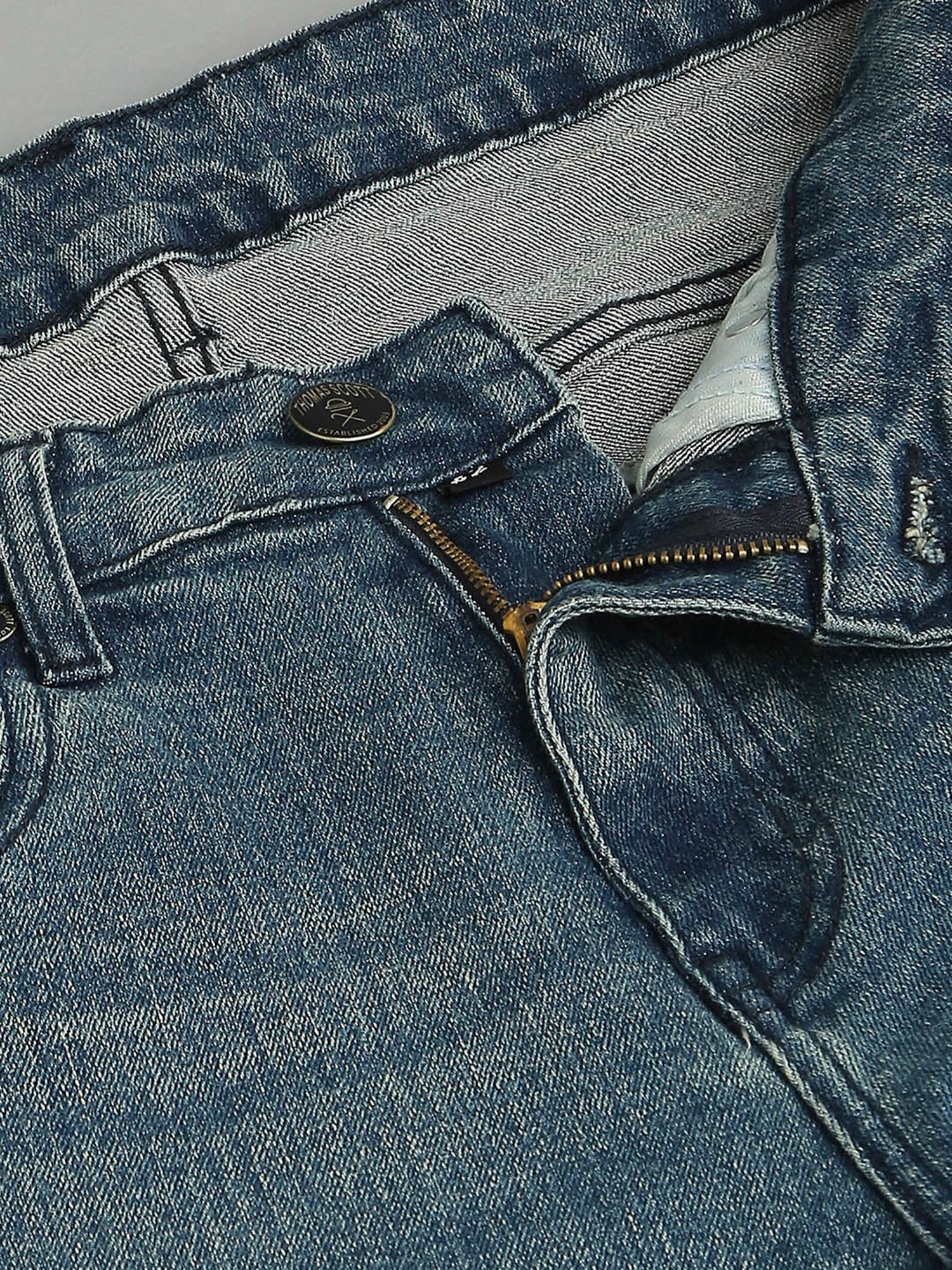 Thomas Scott Blue Slim Fit Heavily Washed Jeans