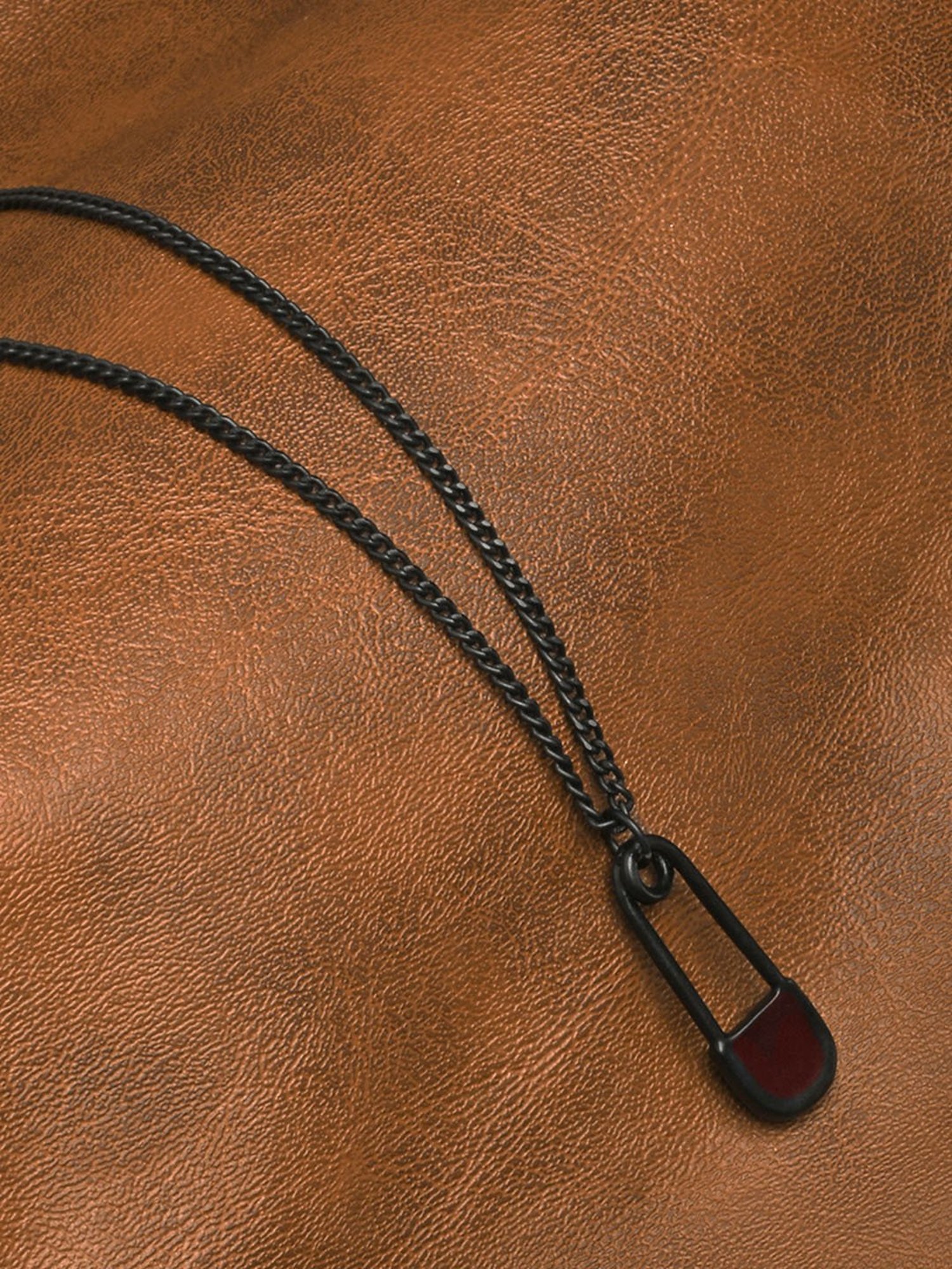 The Bro Code Black Safety Pin Charm Pendant Necklace For Men