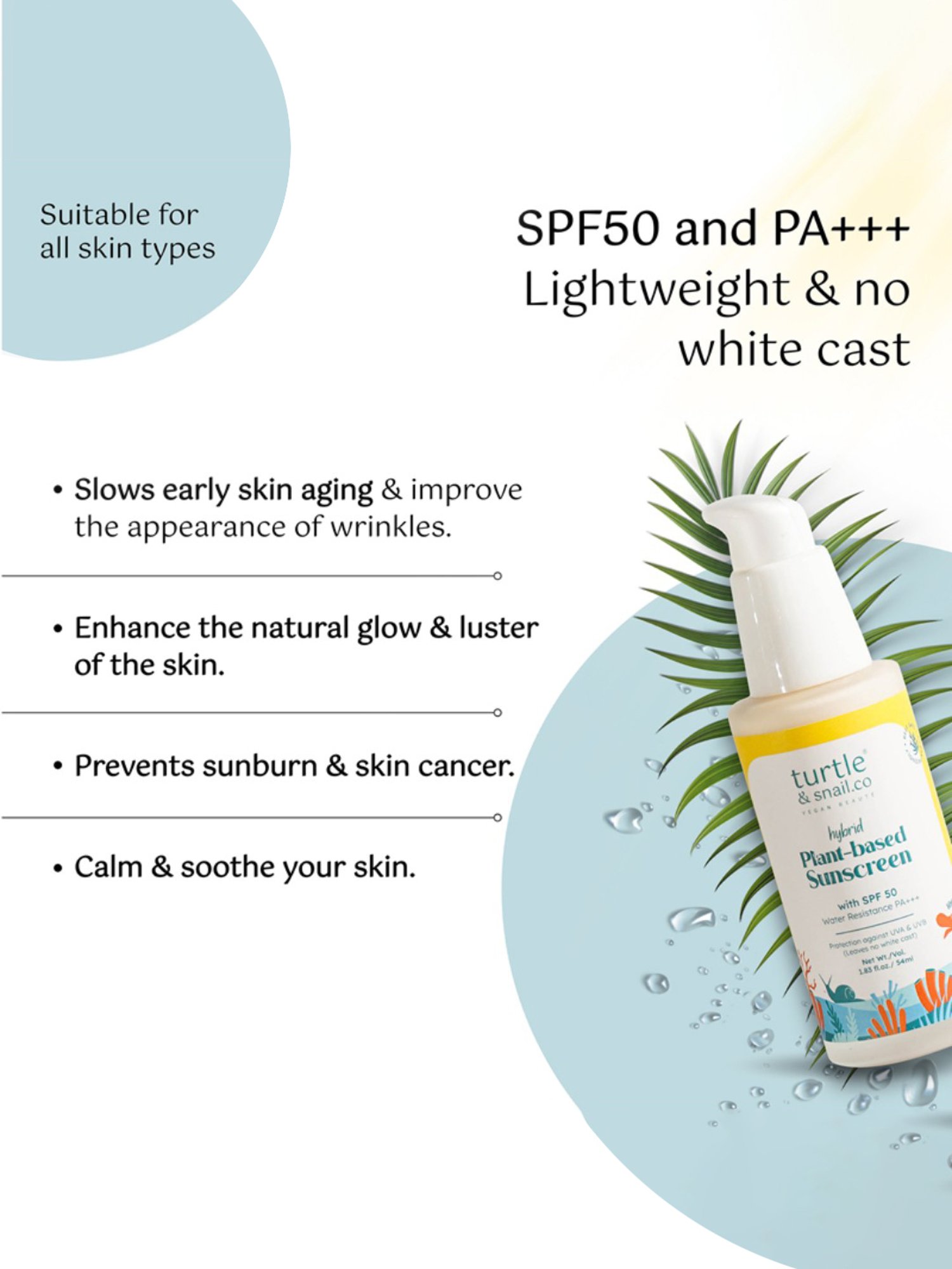 Turtle & Snail.Co Hybrid Plant-Based Sunscreen with SPF 50 & Water Resistance PA+++ - 54 ml