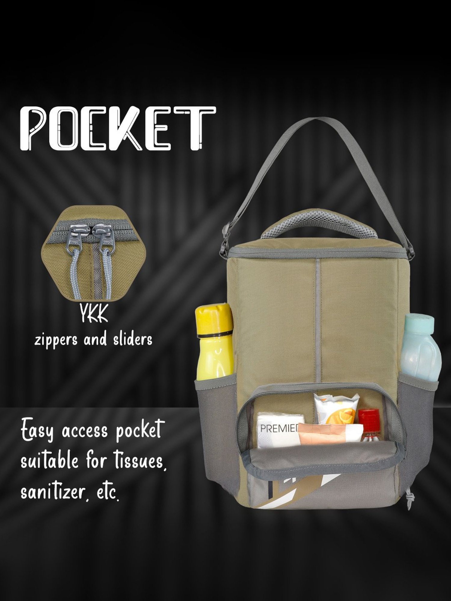 F Gear Ramen Khaki & Grey Medium Lunch Bag