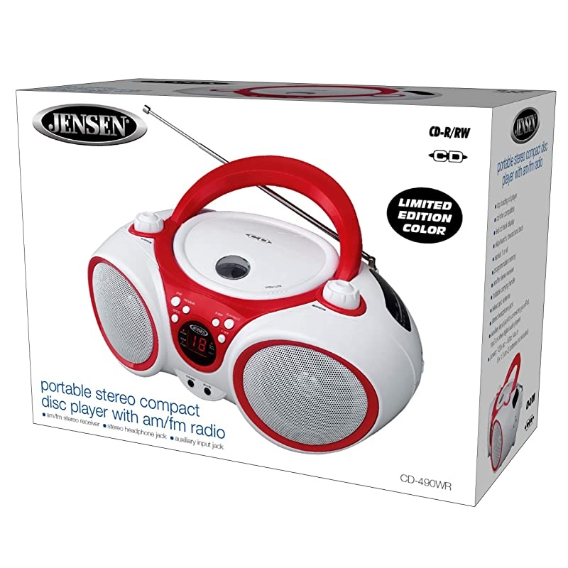 CD-490 Portable Sport Stereo CD Player with AM/FM Radio and Aux Line-in & Headphone Jack (Silver)