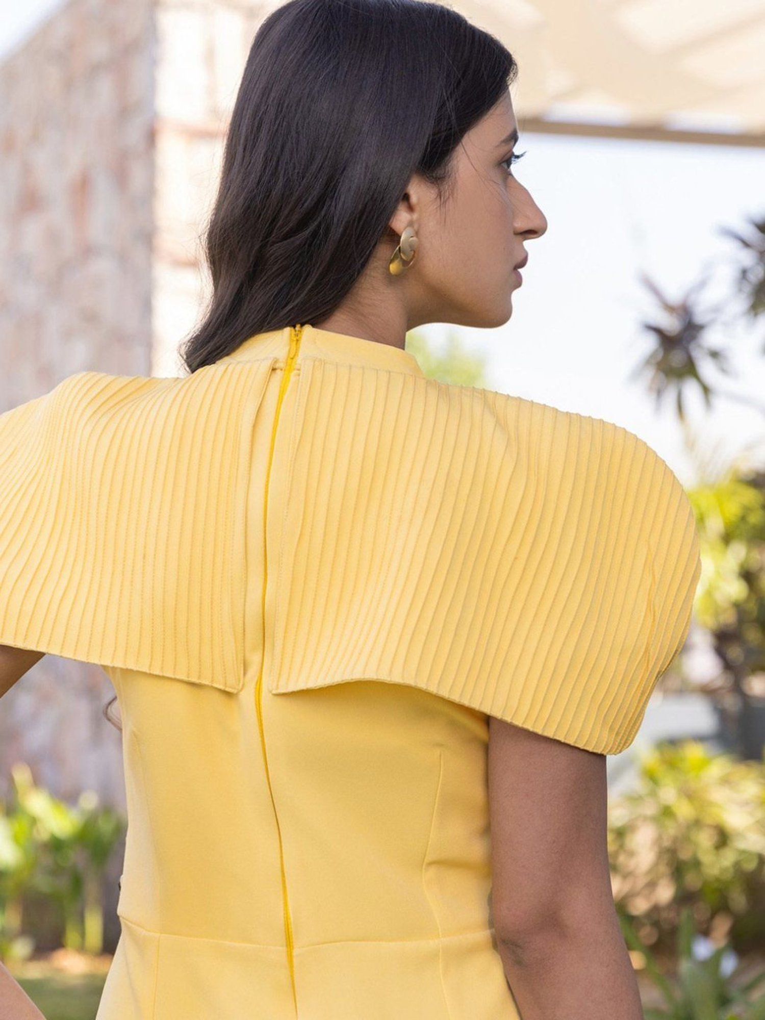 BInfinite Yellow Daffodil Pintex Jumpsuit