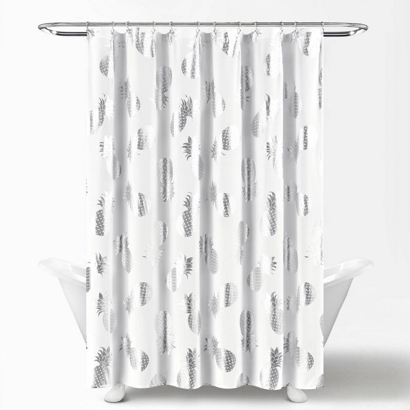 Pineapple Toss Shower Curtain Single Silver - Lush Décor