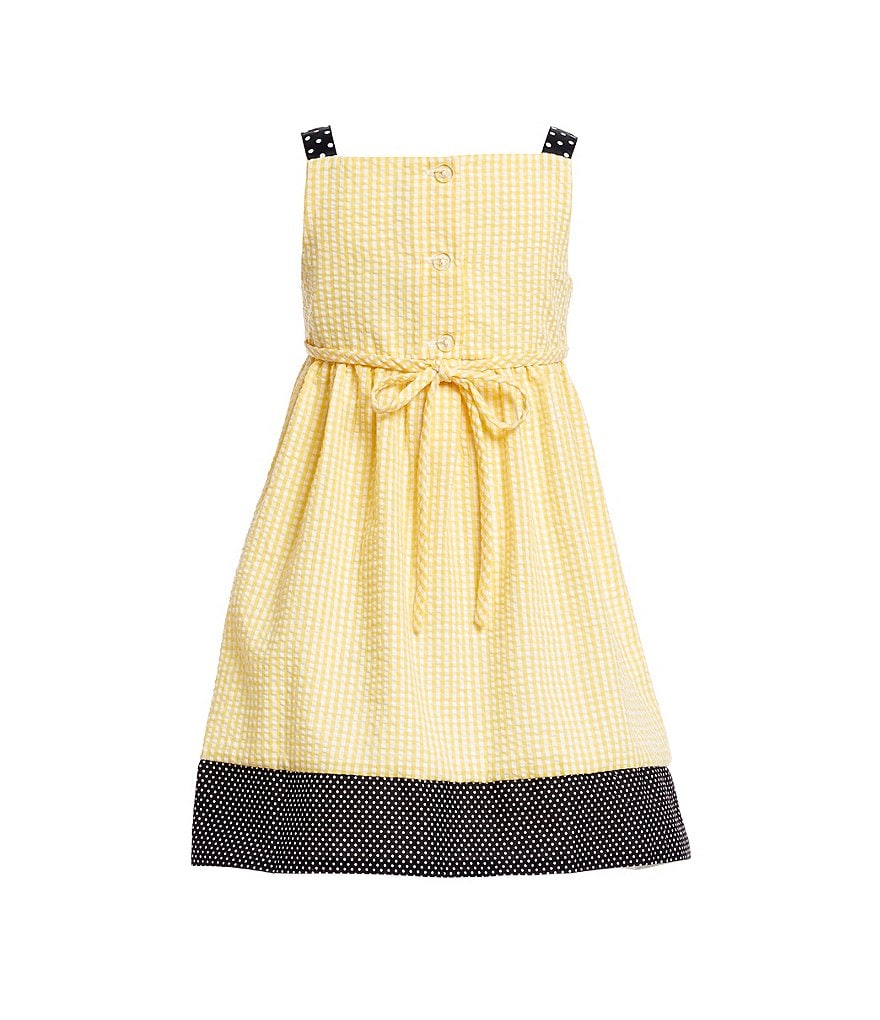 Laura Ashley Little Girls 2T-6X Seersucker/Strawberry-Print Mesh Fit-And-Flare Dress