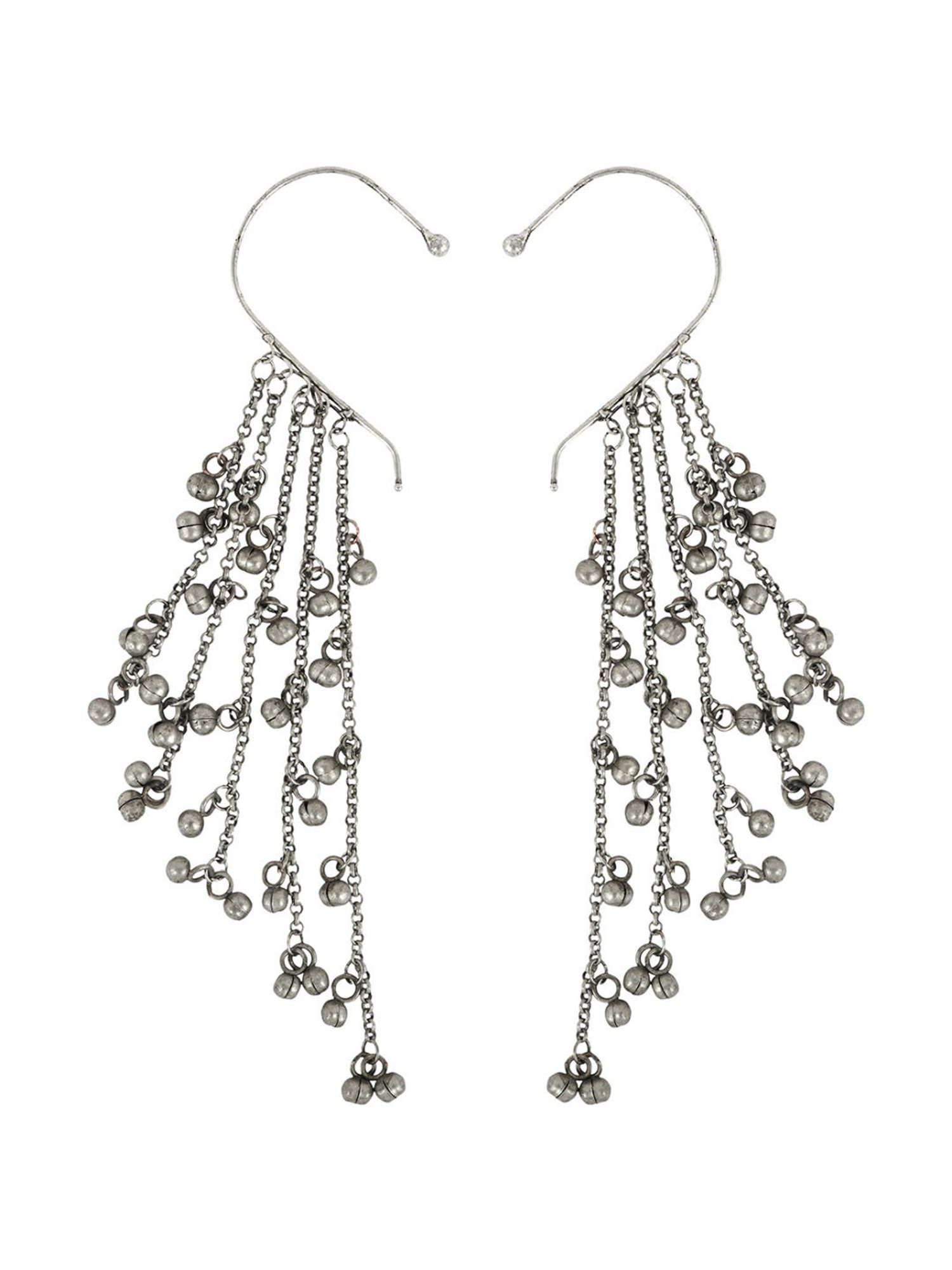 Teejh Nuriya Silver Oxidized Ghungroo Ear Cuff Earrings