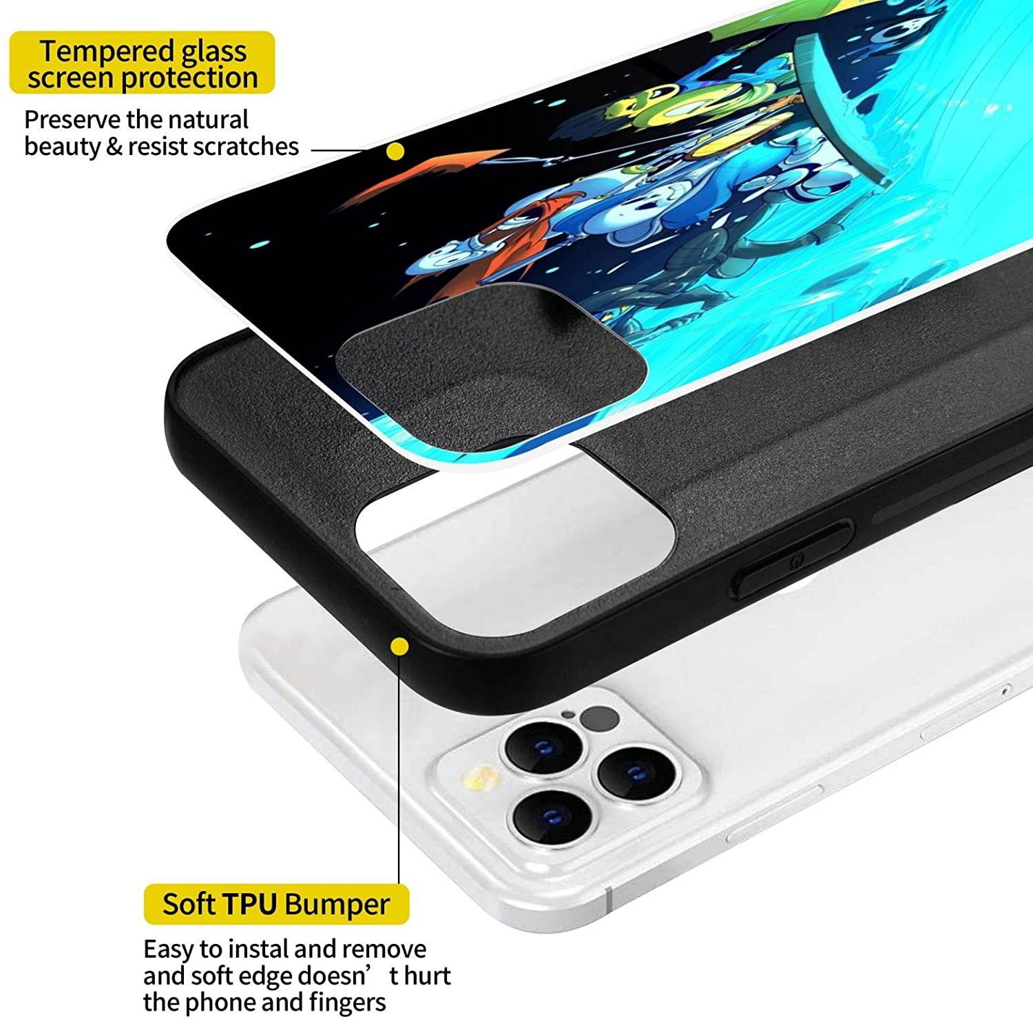 Undertale Sans Compatible with iPhone 12 Series Case Protective Shockproof Slim Soft TPU + Glass IP12-6.1