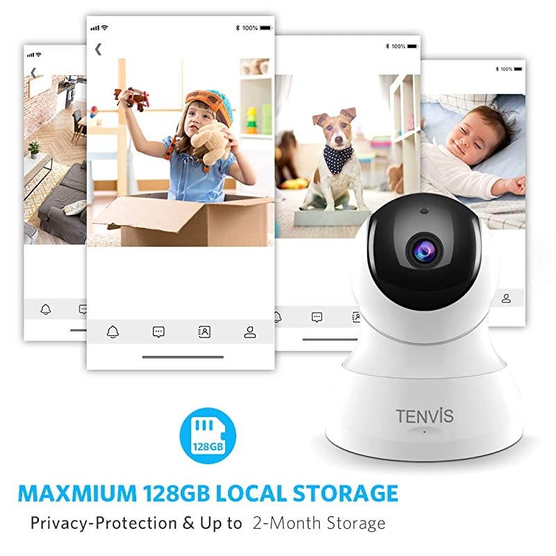 1080P Security Camera Wireless Camera IP Camera with Night Vision 2Way Audio 24Ghz WiFi Indoor Home Dome Camera for Pet Baby Remote Surveillance Monitor with Phone App White