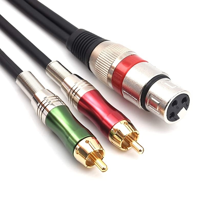 10FT XLR Female to 2 x Phono RCA Plug Adapter Y Splitter Patch Cable XLR Female 3 Pin to Dual RCA Male Plug Stereo Audio Cable Connector3M