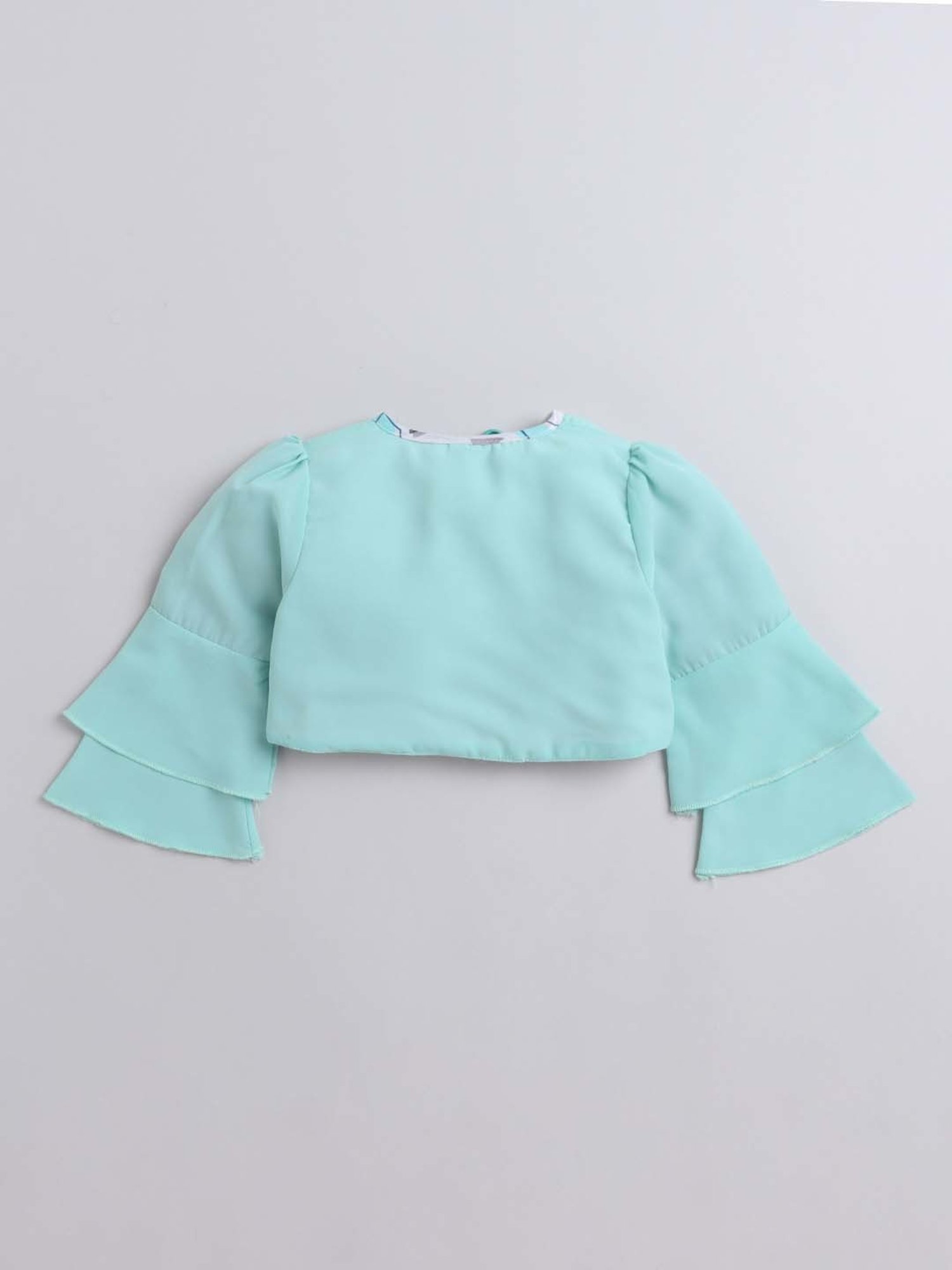 The Magic Wand Kids Aqua Blue & White Applique Dress with Shrug