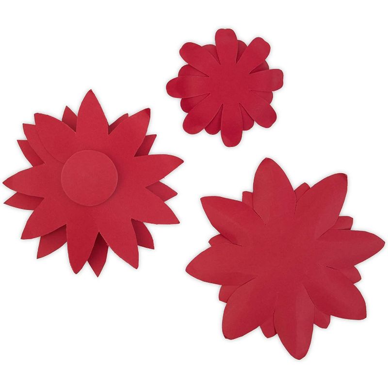 10-Piece Red 3D Paper Flower Decoration for Wedding Party Backdrop Baby Shower Bridal Shower Wall Decor 5.9"