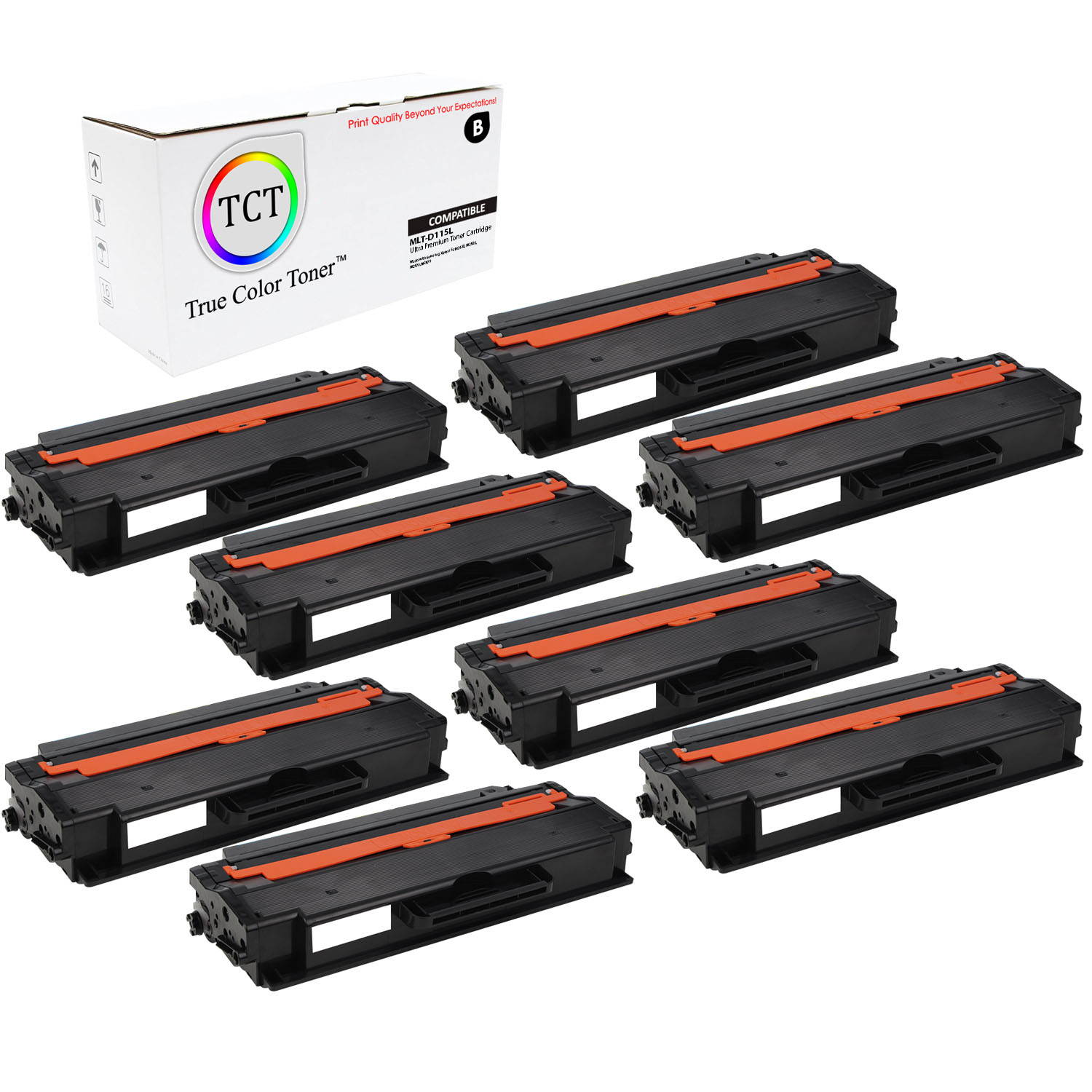 TCT Premium Compatible Toner Cartridge Replacement for Samsung MLT-D115L Black High Yield works with Samsung Xpress SL-M2620 2620ND 2820DW 2820ND Printers (3,000 Pages) - 8 Pack