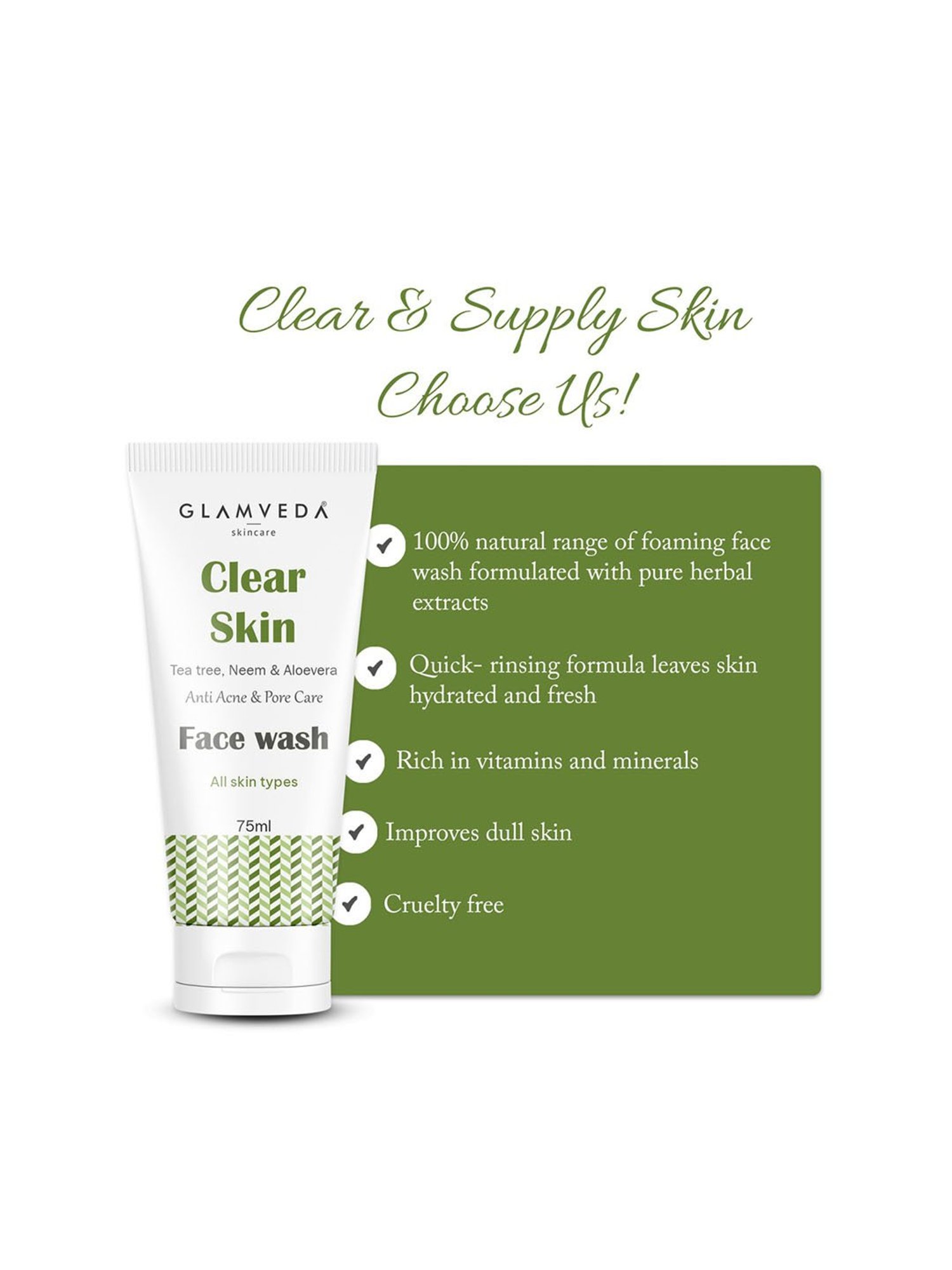Glamveda Clear Skin Anti Acne and Pore Care Face Wash - 75 ml