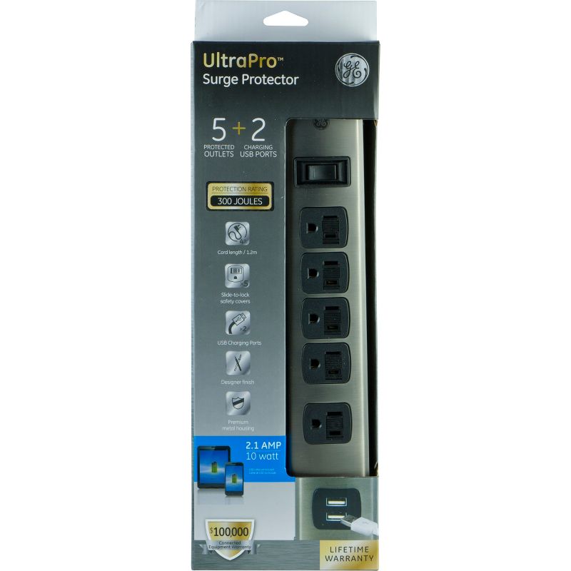 Monoprice 2 Outlet Surge Protector Wall Tap with 2 USB Charging Ports 3.4A, 450 Joules, White