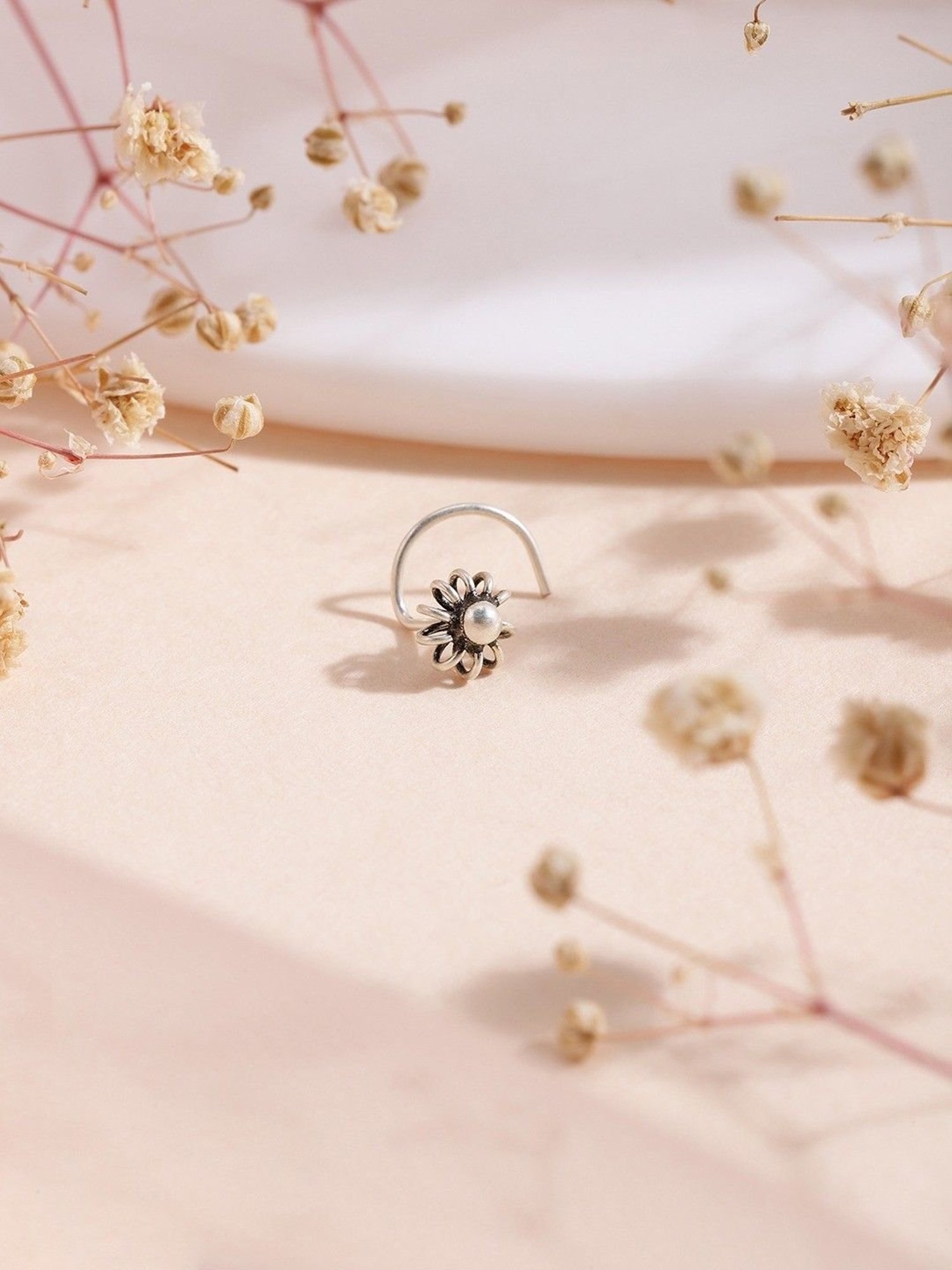 Zavya 92.5 Sterling Silver Floral Nosepin for Women