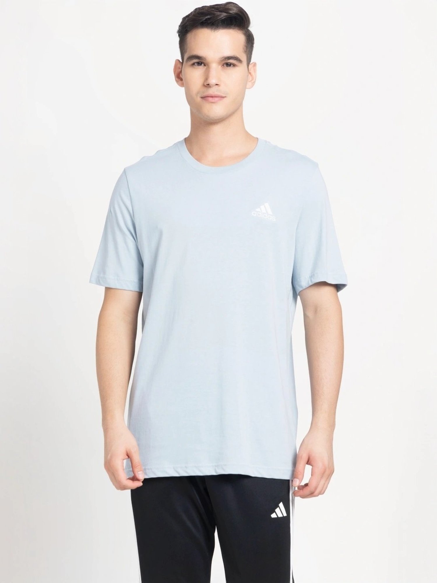 Adidas Blue Cotton Regular Fit T-Shirt