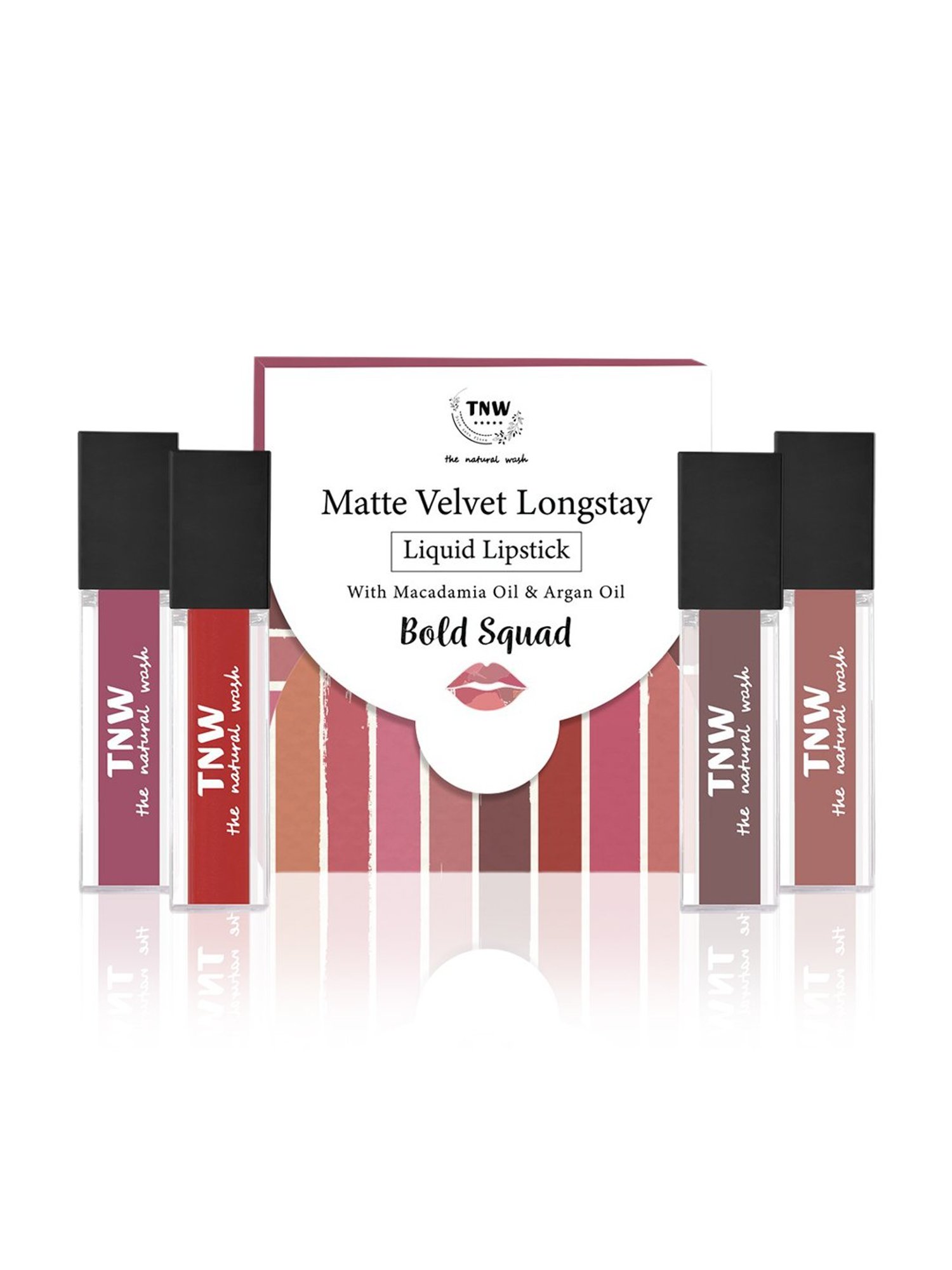 TNW-The Natural Wash Matte Velvet Longstay Liquid Lipstick Bold Squad - Pack of 4