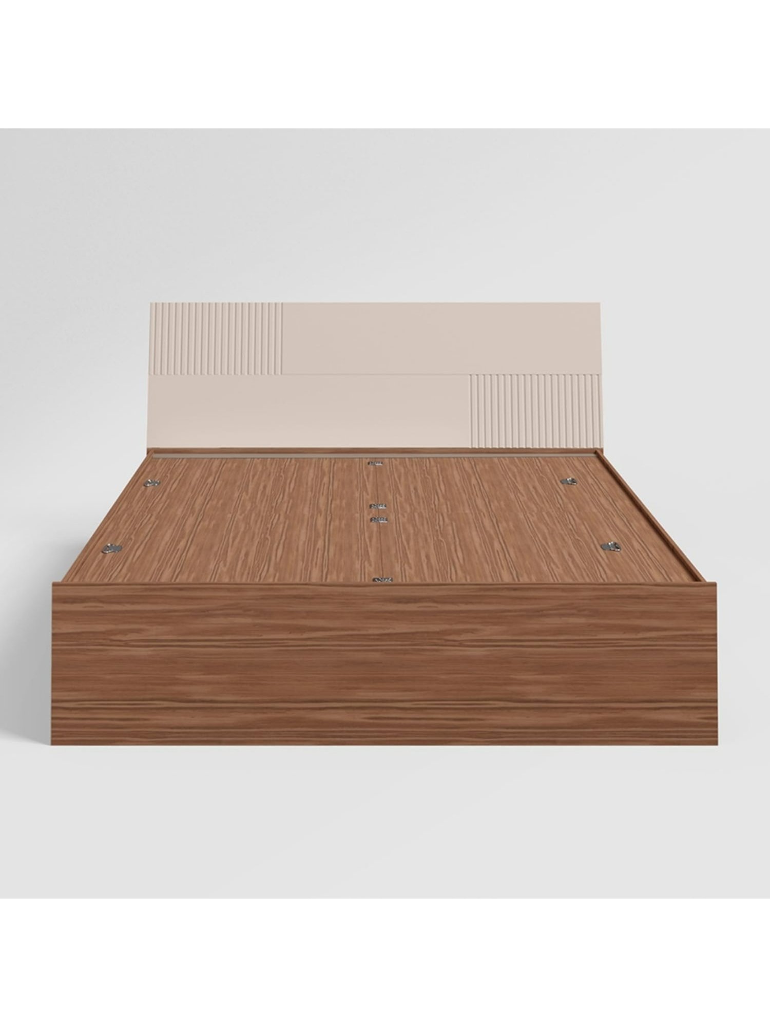 Godrej Interio Flutes Wee Cream & Brown Engineered Wood King Size Bed with Box Storage