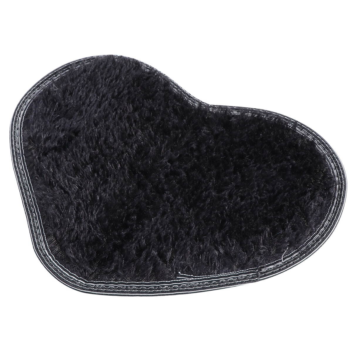 Sweet Heart Shape Fluffy Floor Mat Non-slip Area Rugs Carpet for Bedroom Dinning Room 30 x 40cm (Black)