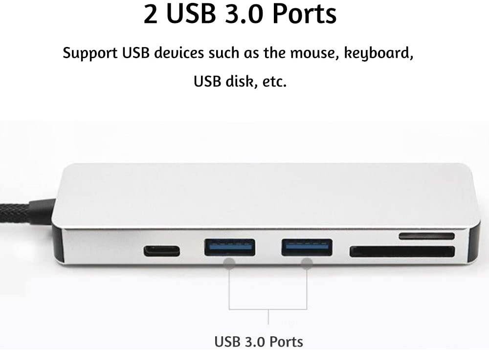 Docooler USB Hub 5 in 1 Adapter with 1 USB 3.1 Port and 2 USB 3.0 Ports SD TF Card Reader for Type C Devices