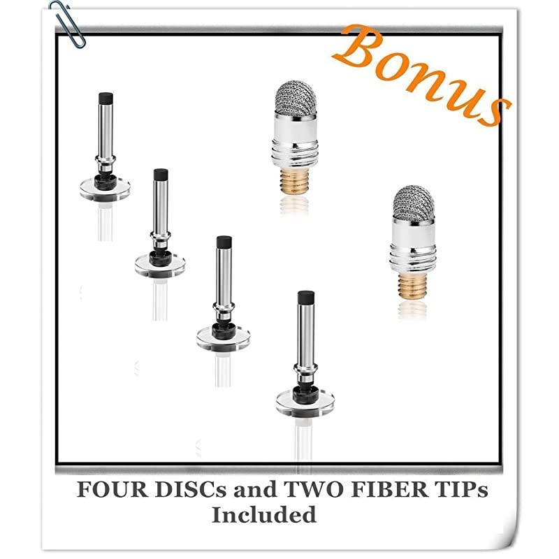 TM 2 Pcs2 in 1 Precision Series Disc StylusStyli Bundle with 4 Replaceable Disc Tips 2 Replaceable Fiber Tips for All Touch Screen Devices BlackSilver