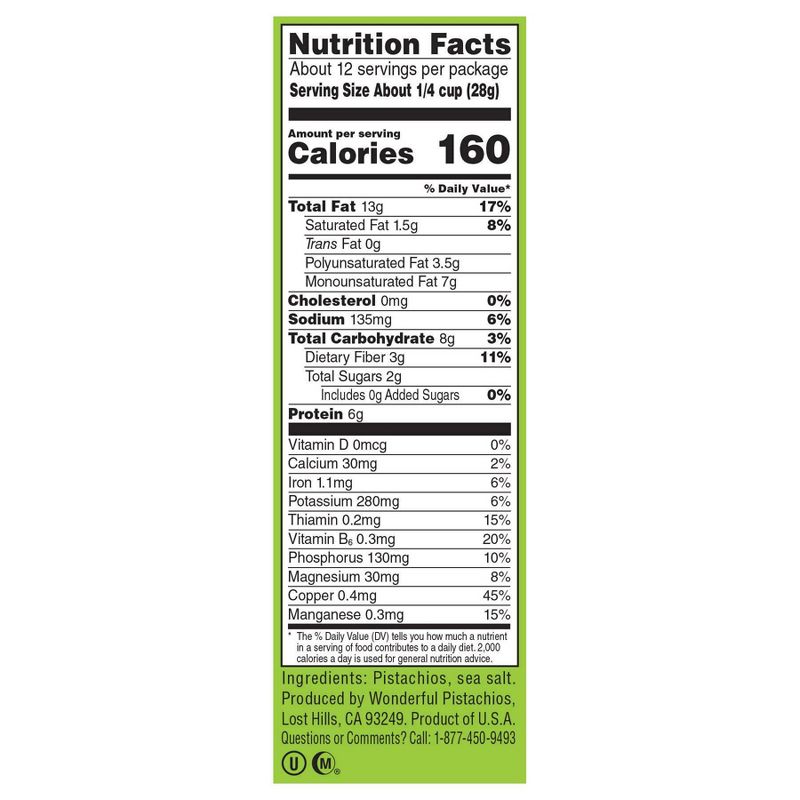 Wonderful Roasted & Salted No Shells Pistachios - 12oz