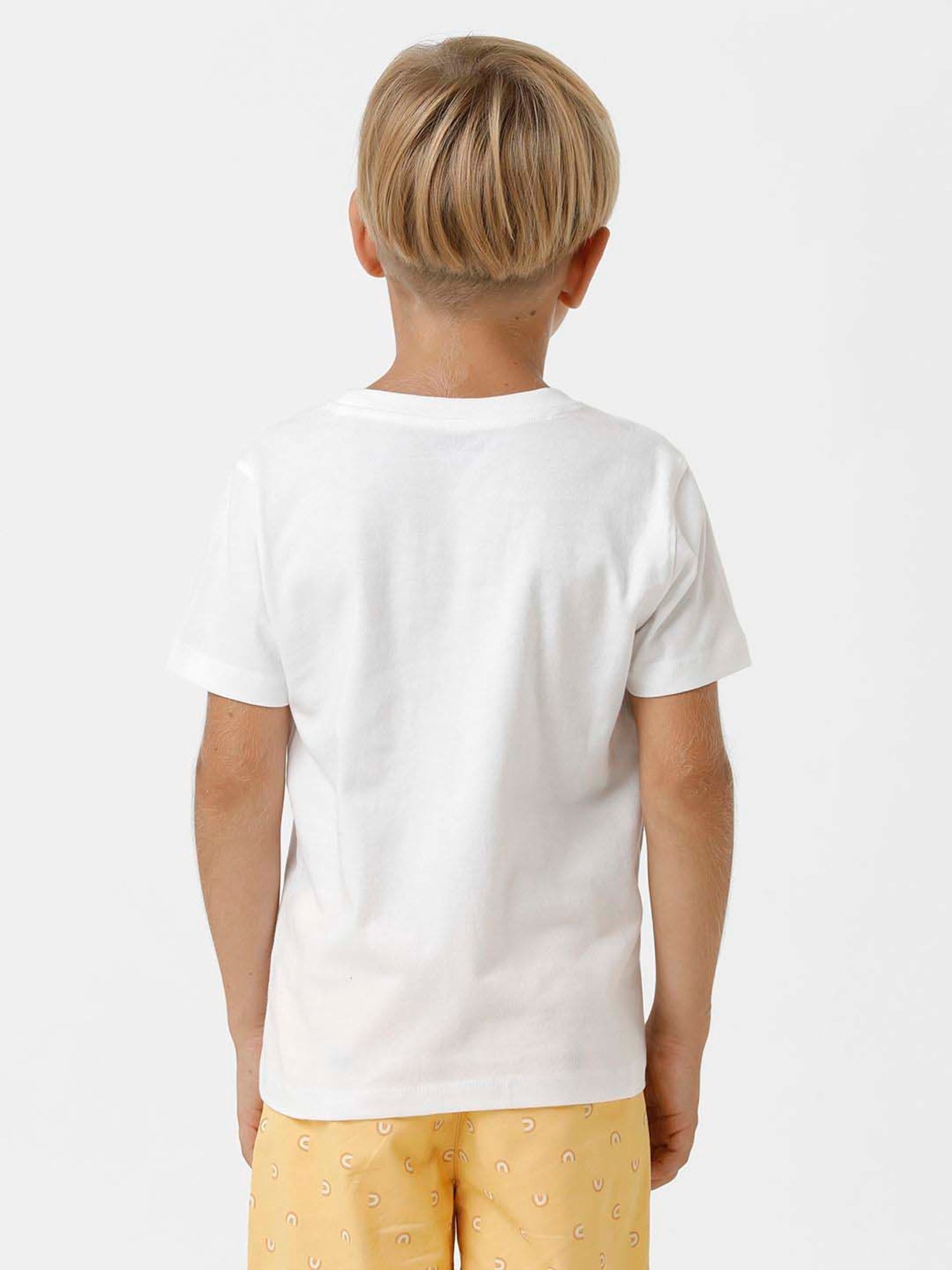 Kate & Oscar Kids White & Yellow Cotton Printed T-Shirt