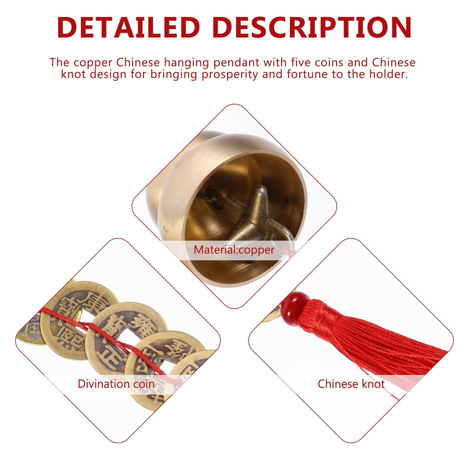 1pc Gourd Delicate  Feng Shui Ancient Decor  Hanging  Layout  Pendant for Room  Car