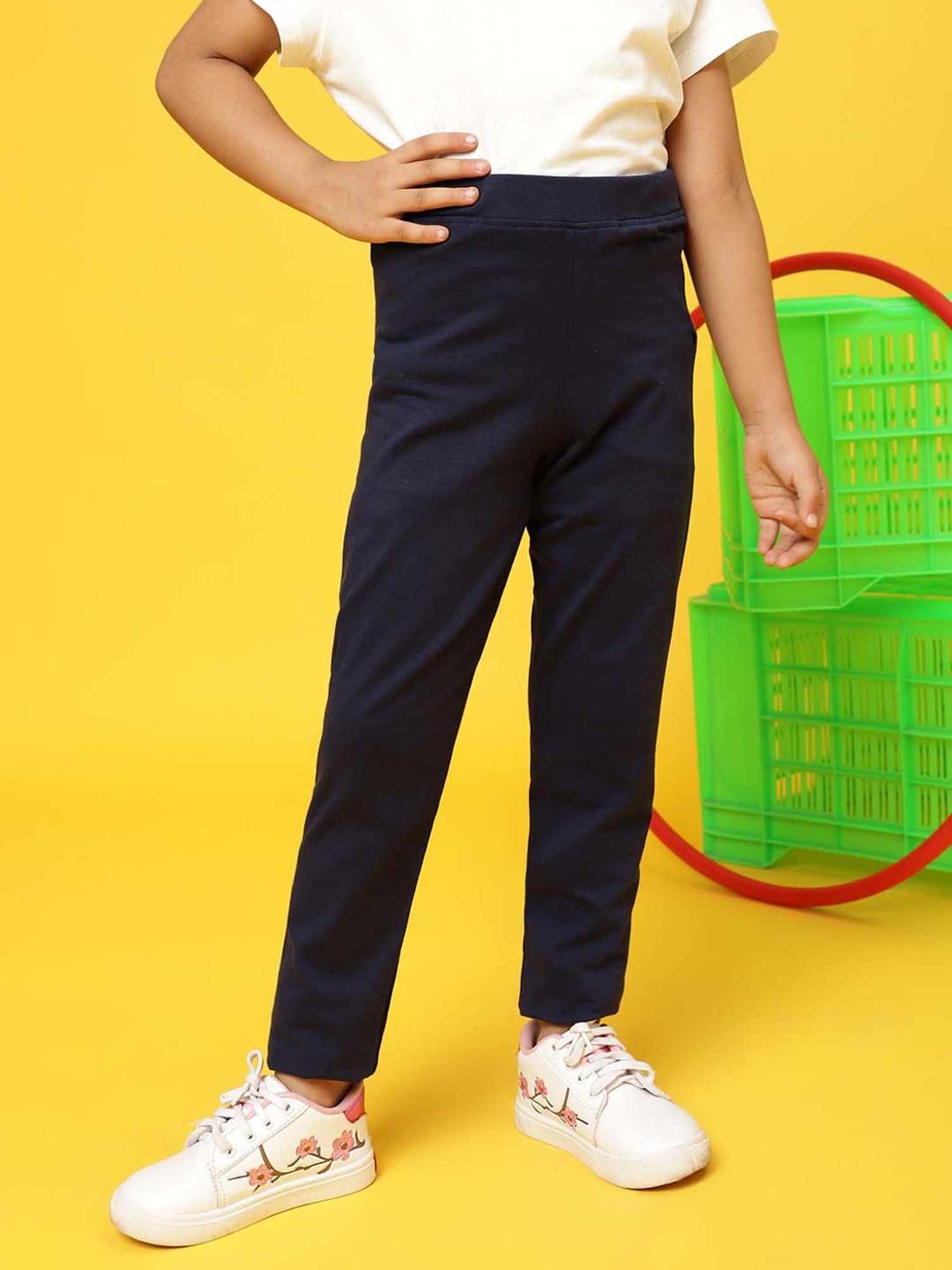 Tales & Stories Kids Navy Cotton Slim Fit Leggings