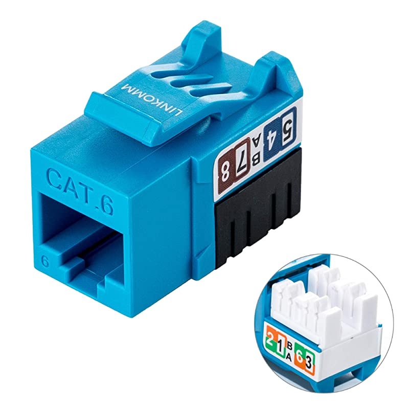 10Pack RJ45 Cat6 Slim Profile UTP Unshielded Keystone Jack Blue