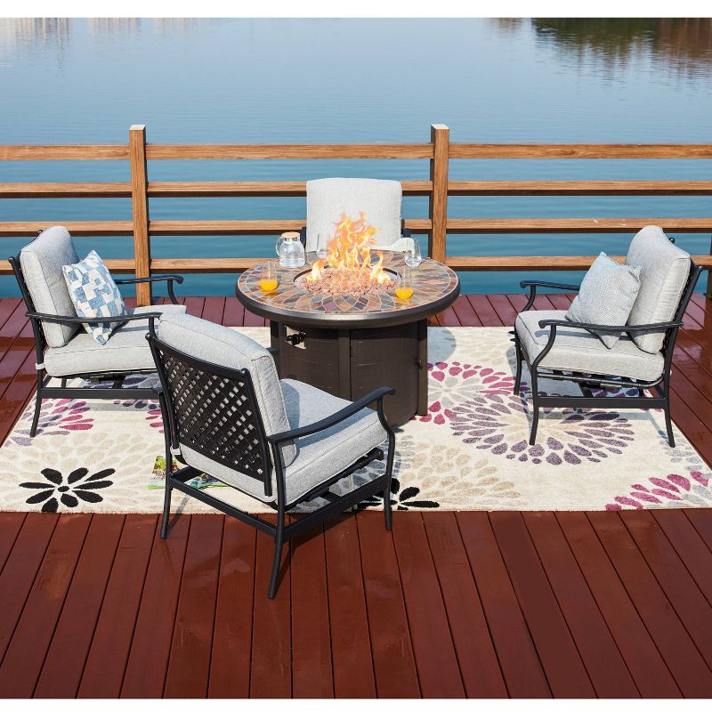 5pc Patio Steel Patio Seating Sets Gray - Lokatse