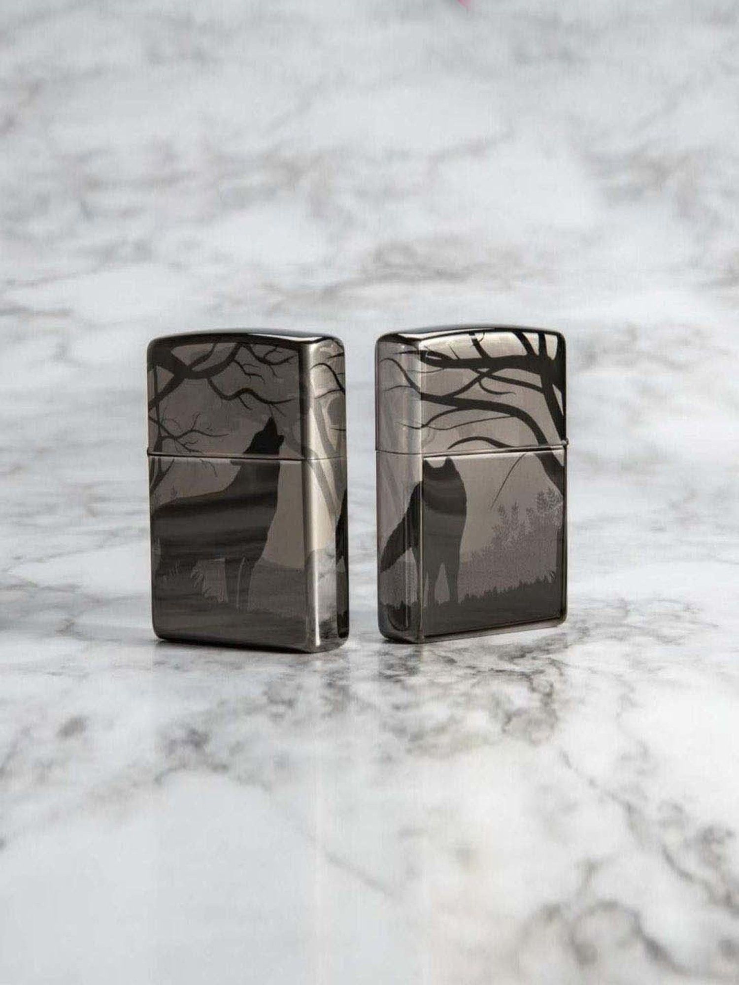 Zippo Black Wolves Design Brass Windproof Pocket Lighter