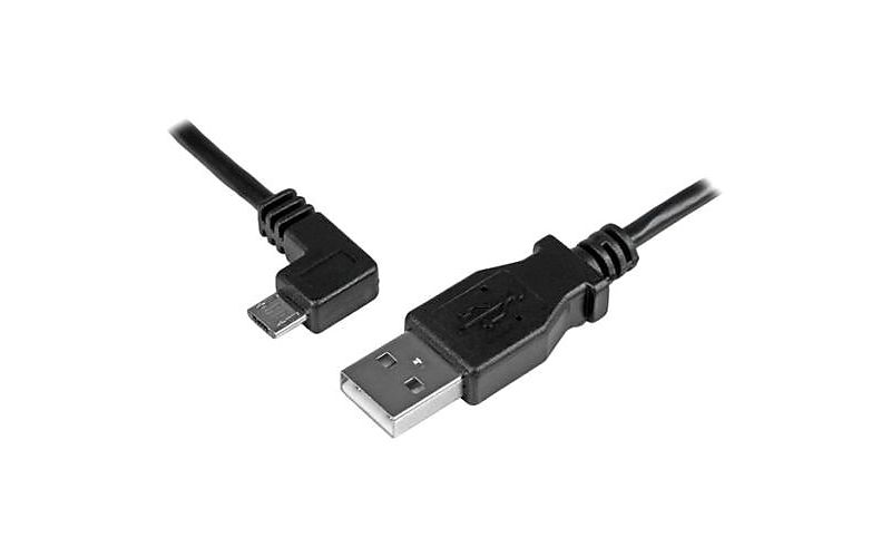 StarTech 6'Micro USB Male-to-Male Charge-and-Sync, Left-Angle, Micro USB Cable USBAUB2MLA