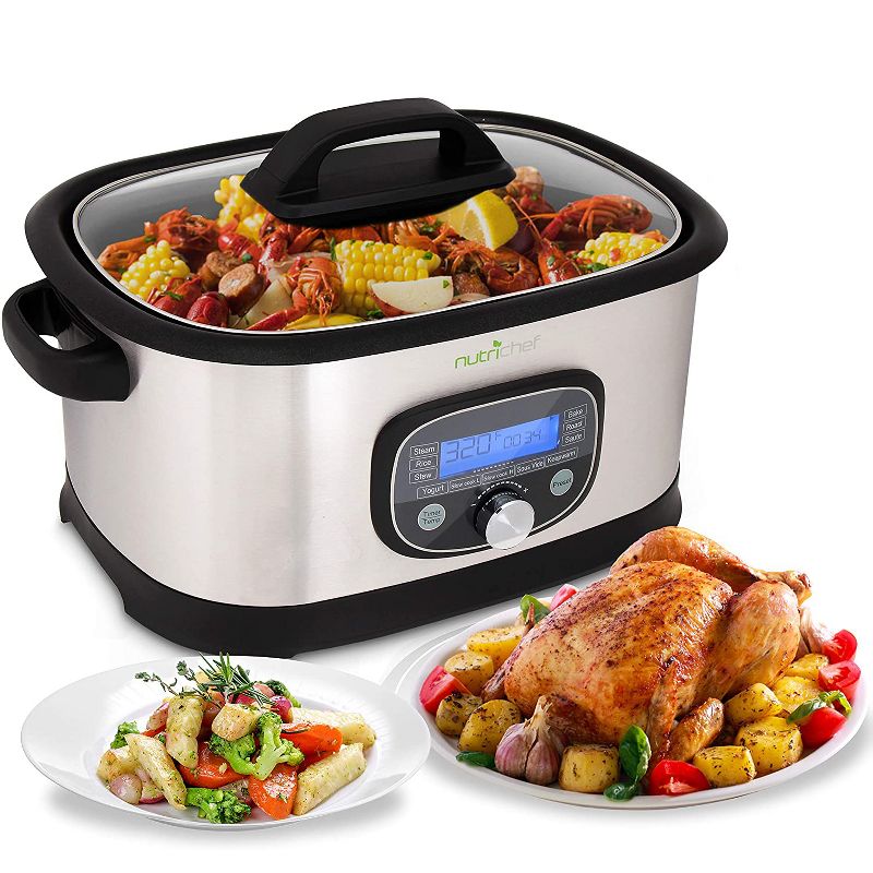 Crock-Pot SCCPVMC63SJ Multi Function Large 6 Quart Capacity 3-in-1 Home Food Cooker Convenient Kitchen Appliance, Stainless Steel