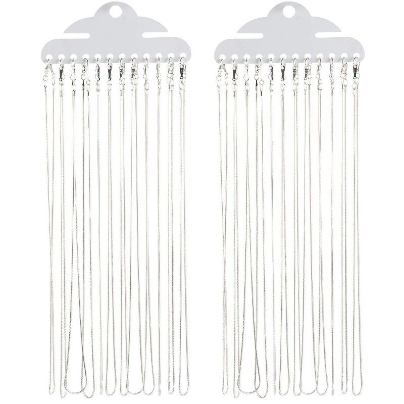 Genie Crafts 24 Pack Silver Snake Chain Necklace with Lobster Clasp for Jewelry Making, 16.5" x 0.05"