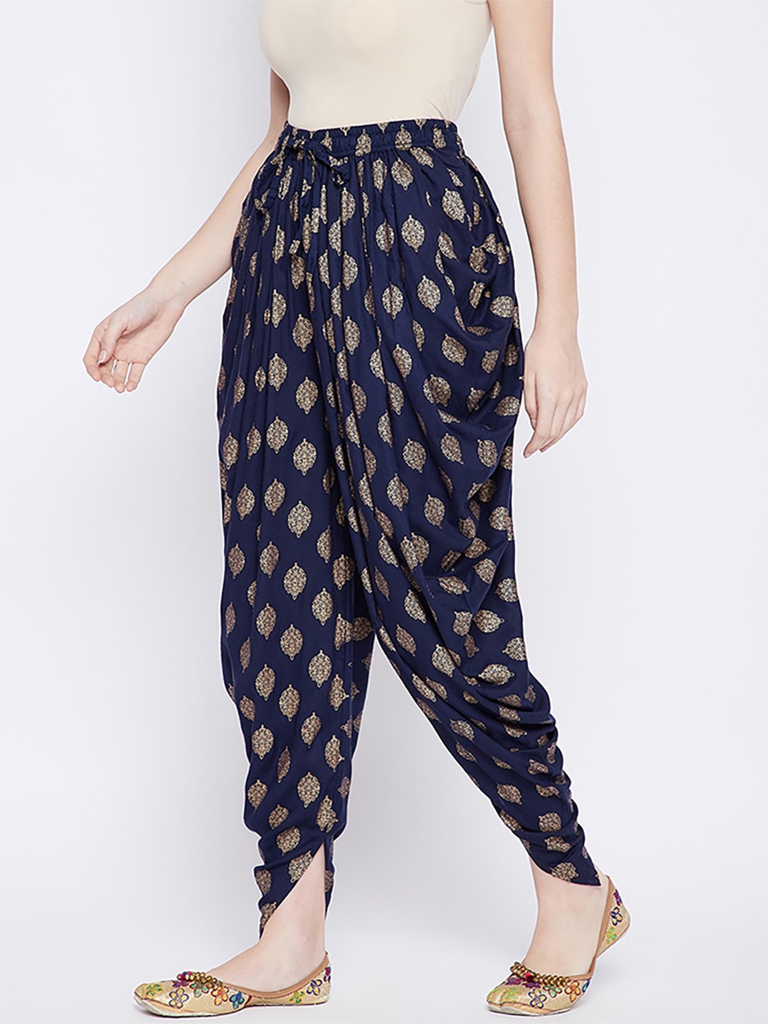 Castle Navy Printed Dhoti Pants