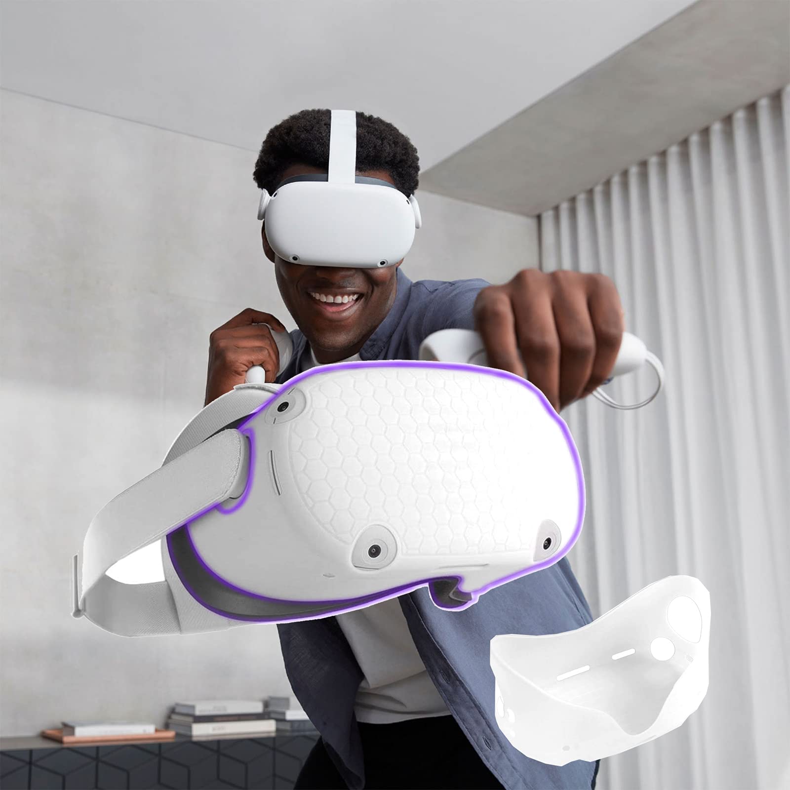 For Oculus Quest 2 VR Shell Front Face Protector Cover Anti Scratch Anti Dust Anti Shock,washed soft  flexible