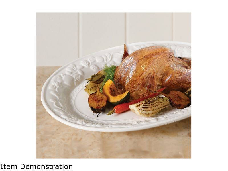 Gibson Home 2021.01 Fruitful 18.75in Oval Platter, White