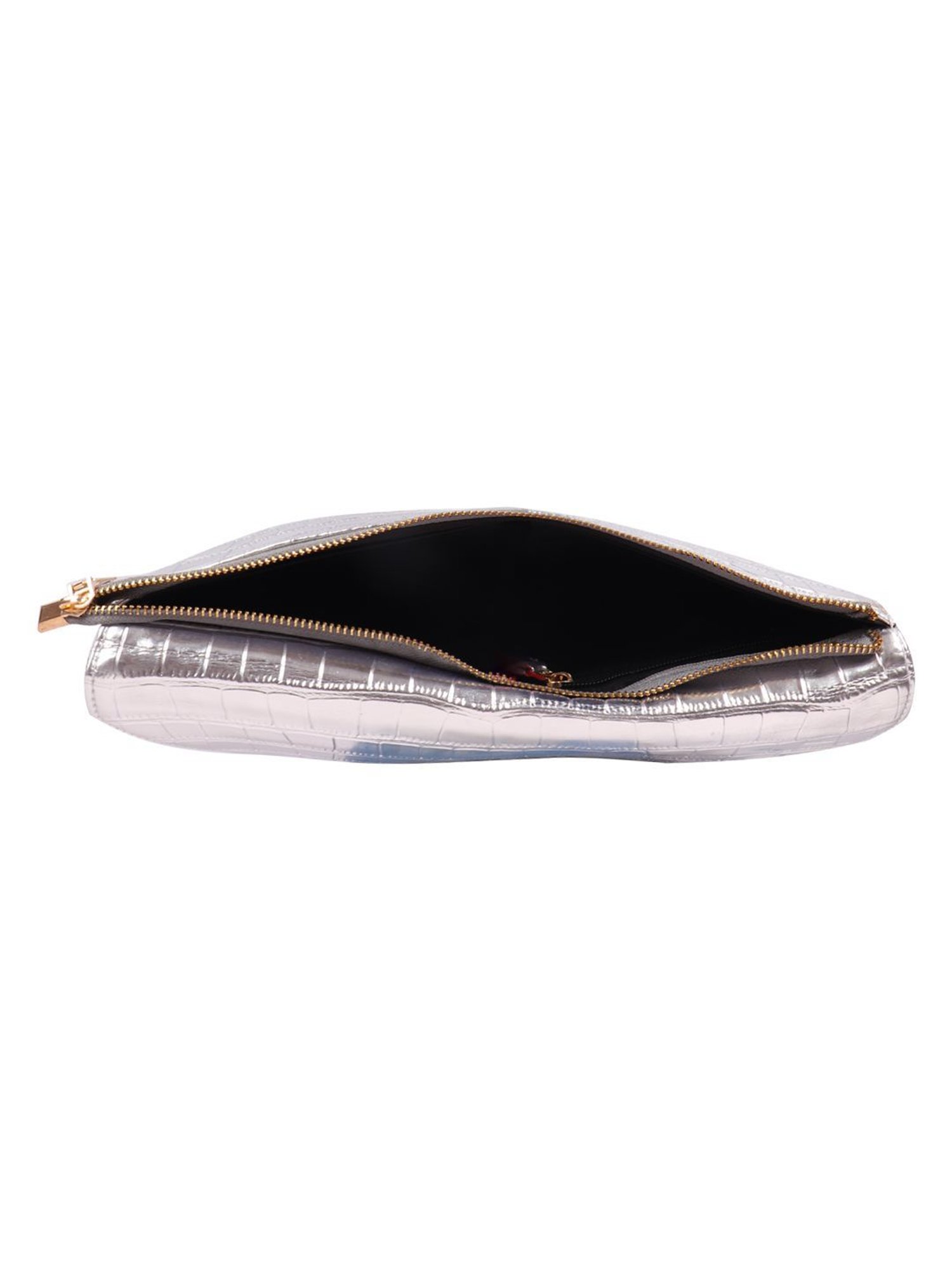 Horra Silver Embellished Envelope Clutch