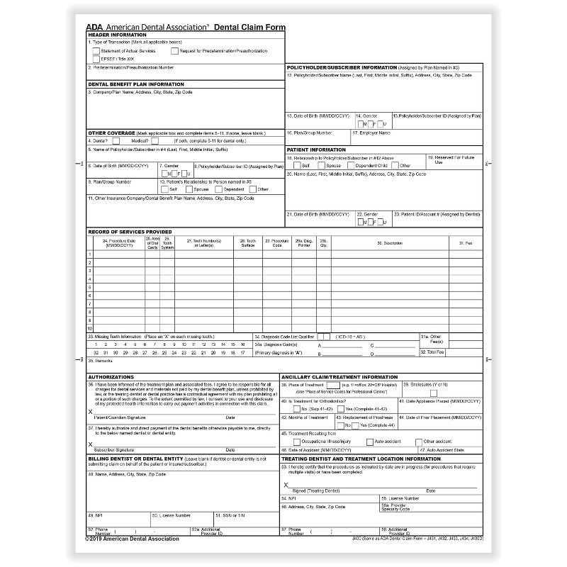 ComplyRight Dental Claim, 2500/Pack (1900) 