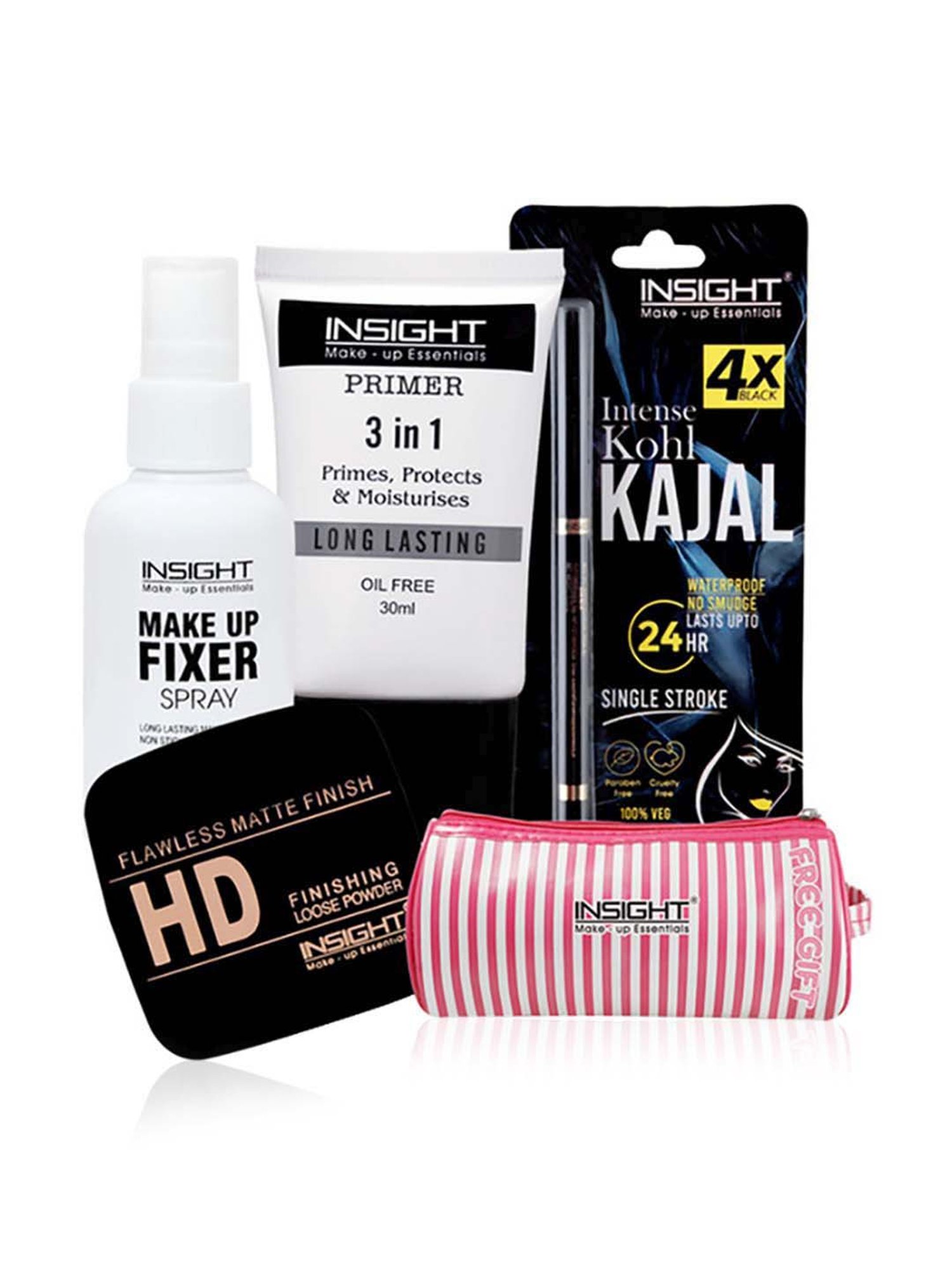 Insight Cosmetics Combo Of Primer Fixer Compact Powder & Concealer Foundation - 300 gm