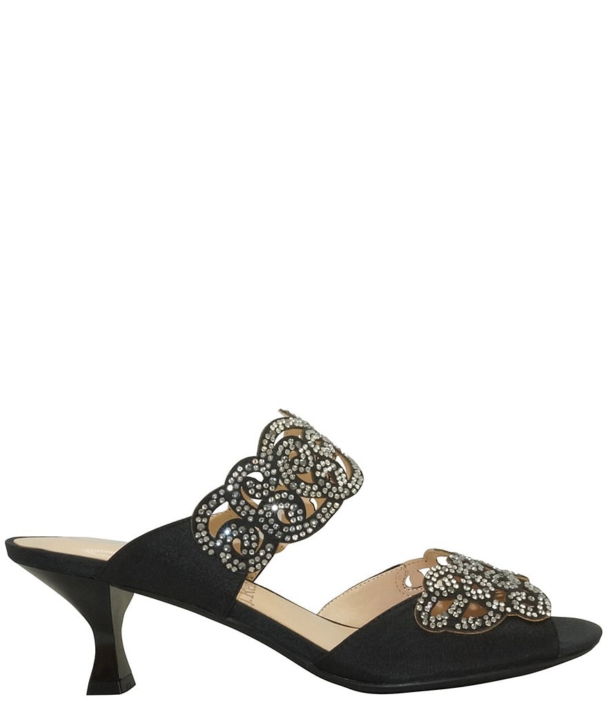 J. Renee Francie Satin Rhinestone Embellished Slides