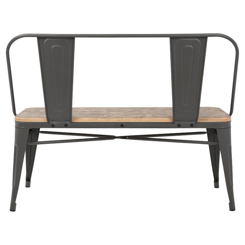 Oregon Industrial Dining/Entryway Bench With Gray Frame And Brown Wood - Lumisource